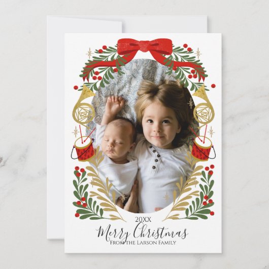 クリスマスミュージカルリースフォトカード 案内状 (正面)