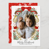 クリスマスミュージカルリースフォトカード 案内状 (正面/裏面)