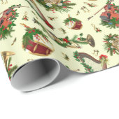 クリスマスミュージカル楽器フェスティバルパターン ラッピングペーパー (ロールコーナー)
