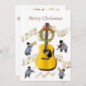 クリスマスミュージカル楽器ミュージックノートギター シーズンカード (正面/裏面)