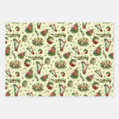 クリスマスミュージカル楽器ヴァイオリンフランスのホーン ラッピングペーパーシート (正面3)