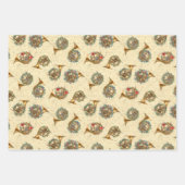 クリスマスミュージカル楽器ヴァイオリンフランスのホーン ラッピングペーパーシート (正面2)