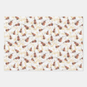 クリスマスミュージカル楽器ヴァイオリンフランスのホーン ラッピングペーパーシート (正面)