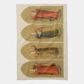 クリスマスミュージシャンエンジェルス,ヴィンテージルネッサンス キッチンタオル (縦)