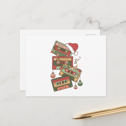 クリスマスミュージックカセットテープ ポストカード (正面/裏面インサイチュ)