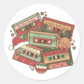 クリスマスミュージックカセットテープ ラウンドシール (正面)