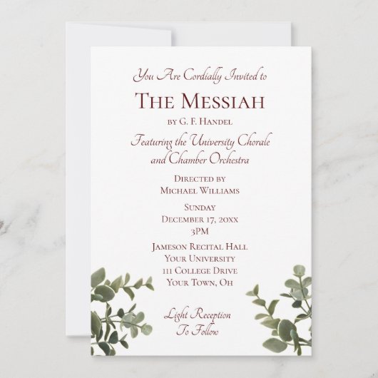 クリスマスミュージックコンサート 招待状 (正面)