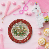 クリスマスミュージックノートフランスのホルンレッド ペーパープレート (パーティー)