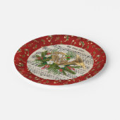 クリスマスミュージックノートフランスのホルンレッド ペーパープレート (アングル)