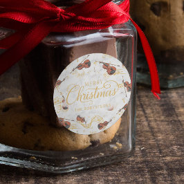 クリスマスミュージックノートヴァイオリンエレガント ラウンドシール