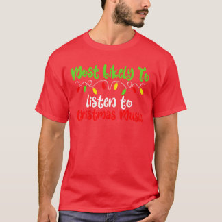 クリスマスミュージックファミリー クリスマスの少年にもっともありそう Tシャツ