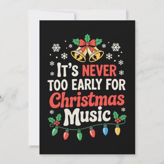 クリスマスミュージックベルは早すぎることはありません クリスマス 招待状 (正面)