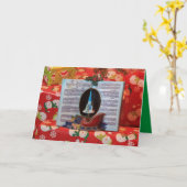 クリスマスミュージックボックスのクローズアップ挨拶 カード (黄色い花)