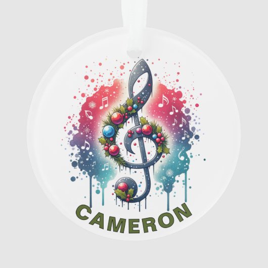 クリスマスミュージックラバー名前をカスタムする オーナメント (裏面)