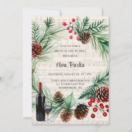 クリスマスミュージックレッドベリーリースブランチ&バブリー 招待状