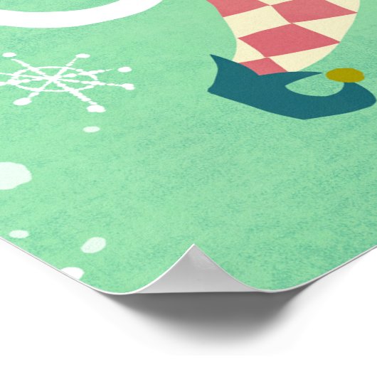 クリスマスミュージック小妖精や小人キャットアートプリント ポスター (角)