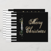 クリスマスミュージック招待状 – ピアノ – ミュージカル 招待状 (正面/裏面)