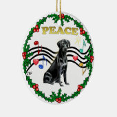 クリスマスミュージック1 -ラブラドール（黒） セラミックオーナメント (右)