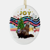 クリスマスミュージック1 - 2フェレット セラミックオーナメント (右)