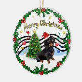 クリスマスミュージック1 - MC - Dachshund (BT) セラミックオーナメント (左)