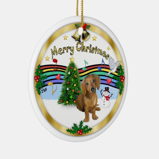 クリスマスミュージック1 - MC - Dachshund pup 13 セラミックオーナメント (右)