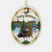 クリスマスミュージック1 - Two Dachshunds セラミックオーナメント (右)