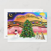 クリスマスミュージック2 -キツネテリア（2本のワイヤーが付いている） シーズンポストカード (正面/裏面)