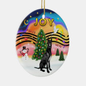 クリスマスミュージック2 – グレート・ダン（黒 – 曲） セラミックオーナメント (右)