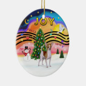 クリスマスミュージック2 – チワワ（茶色 – 白） セラミックオーナメント (右)