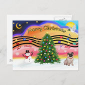 クリスマスミュージック2 – パグ（子鹿） シーズンポストカード (正面/裏面)