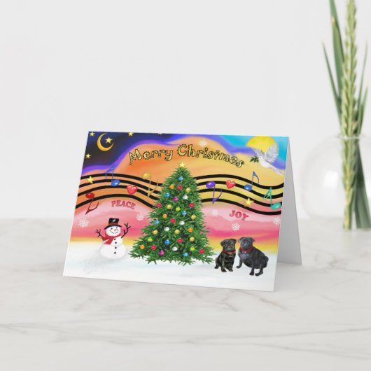 クリスマスミュージック2 -パグ（2つ黒） シーズンカード (正面)