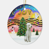 クリスマスミュージック2 - Bedlington Terrier セラミックオーナメント (左)