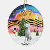 クリスマスミュージック2 - Boxer (White-nat) セラミックオーナメント (左)