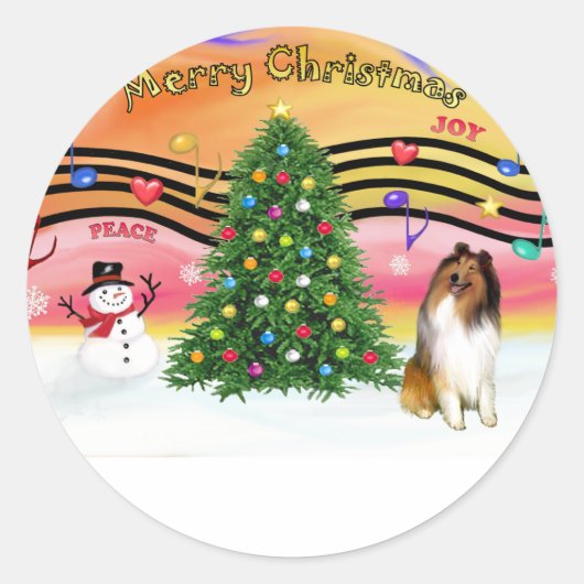 クリスマスミュージック2 - Collie 1 ラウンドシール (正面)