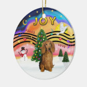 クリスマスミュージック2 - Dachshand (lg H, sable) セラミックオーナメント (左)