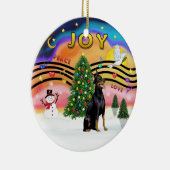 クリスマスミュージック2 - Doberman 1 セラミックオーナメント (右)