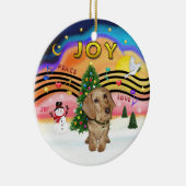 クリスマスミュージック2 - Wire Hed Dachshund セラミックオーナメント (右)