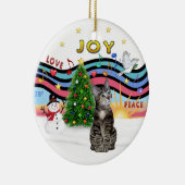 クリスマスミュージック#1-ブラウン虎猫タイガー猫 セラミックオーナメント (右)