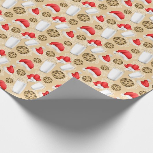 クリスマスミルクとクッキーのパーティータイル模様 ラッピングペーパー (角)