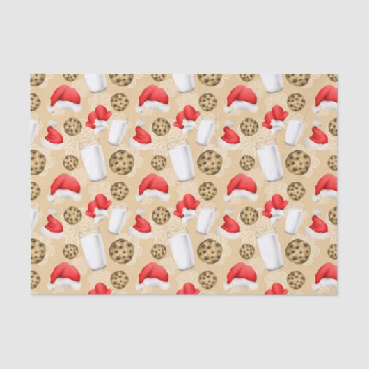 クリスマスミルクとクッキーのパーティータイル模様 薄葉紙 (正面)
