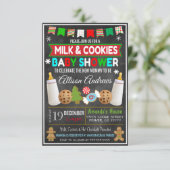 クリスマスミルクとクッキー赤ちゃんシャワー招待状 招待状 (スタンド正面)