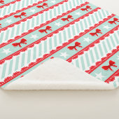 クリスマスミントストライプンの赤い弓スターパターン シェルパブランケット (3/4)