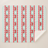 クリスマスミントストライプンの赤い弓スターパターン シェルパブランケット (正面(横))