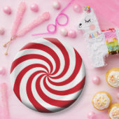 クリスマスミントデザインレッドホワイトホリデーカラーズ ペーパープレート (パーティー)