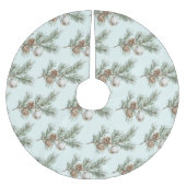 クリスマスミントパインコーンブランチオーナメント ブラッシュドポリエステルツリースカート (正面)