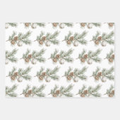 クリスマスミントパインコーンブランチオーナメント ラッピングペーパーシート (正面3)