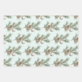 クリスマスミントパインコーンブランチオーナメント ラッピングペーパーシート (正面)