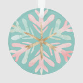 クリスマスミントピンクの雪片が白に オーナメント (裏面)