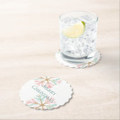 クリスマスミントピンクの雪片が白に ペーパーコースター (インサイチュ)