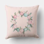 クリスマスミントピンクオーナメントリース クッション (裏面)